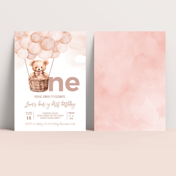 Editable Teddy Bear Birthday Invitation T404