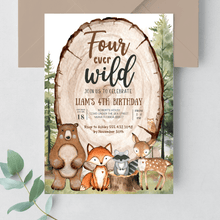  Editable Four Ever Wild Birthday Invitation W204