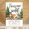 Editable Four Ever Wild Birthday Invitation W304