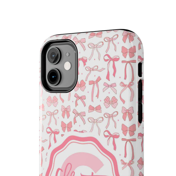 Personalized Tough Phone Case with Pink Bow Design - PC017