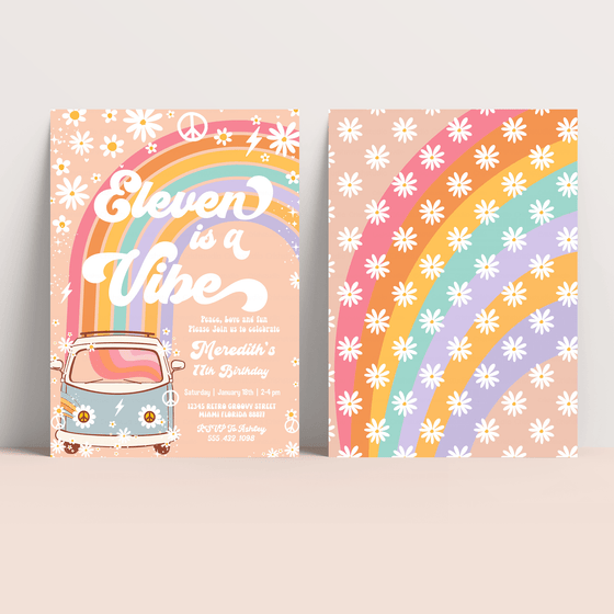 Editable Eleven Is A Vibe Birthday Invitation G711