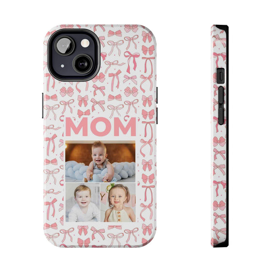 Personalized Mom Photo Collage Phone Case - Bow Design -PC015