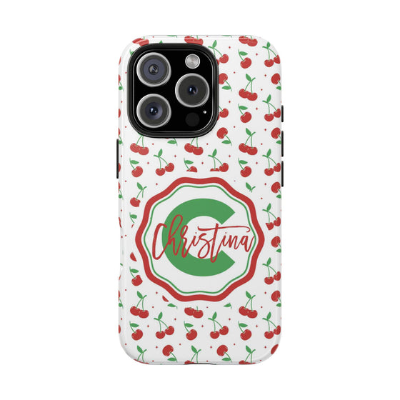 Personalized Cherry Tough Phone Case – Custom Name Design - PC021