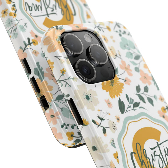 Personalized Floral Tough Phone Case - Custom Name Design - PC007