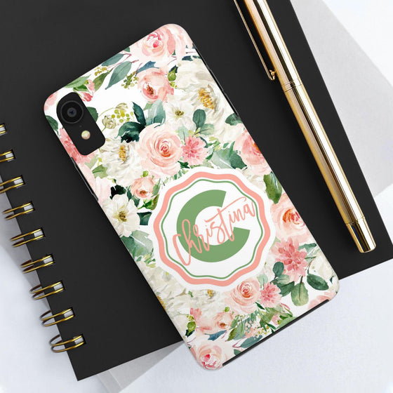 Personalized Floral Phone Case - Custom Tough Case with Name - PC025