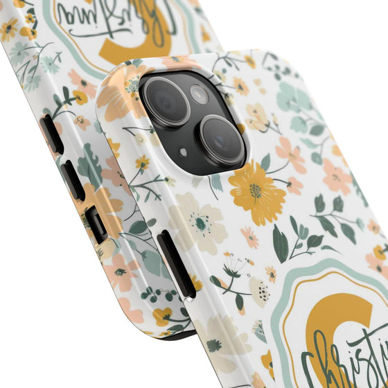 Personalized Floral Tough Phone Case - Custom Name Design - PC007