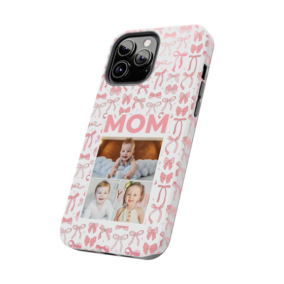 Personalized Mom Photo Collage Phone Case - Bow Design -PC015