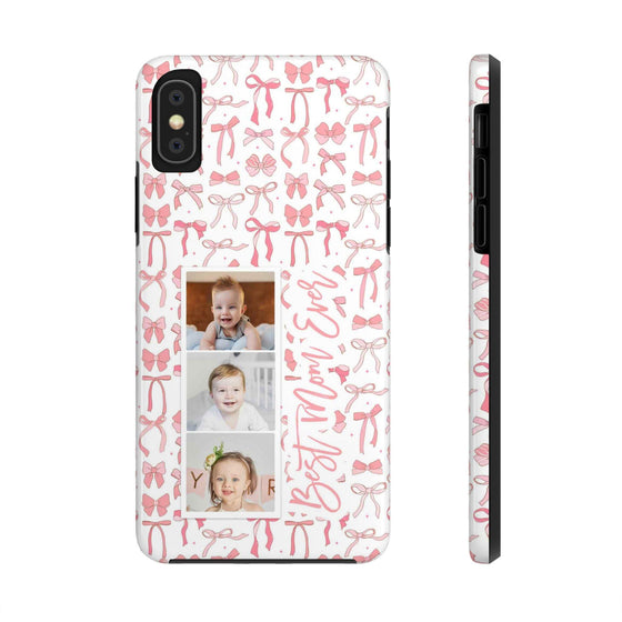 Custom Tough Phone Case - Best Mom Ever with Pink Bows - PC016