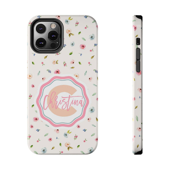 Personalized Floral Tough Phone Case - Custom Name Design - PC030