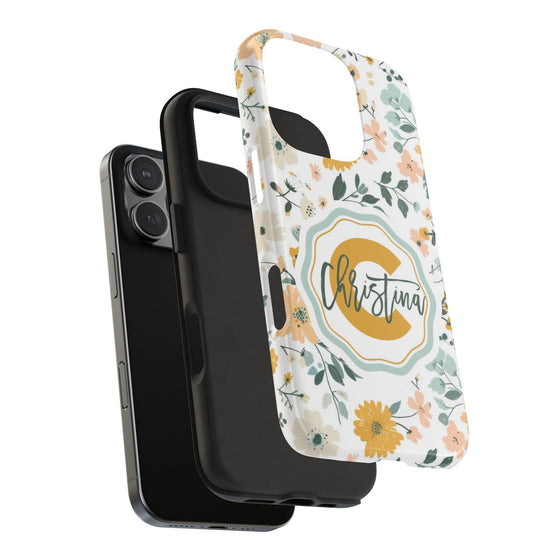 Personalized Floral Tough Phone Case - Custom Name Design - PC007
