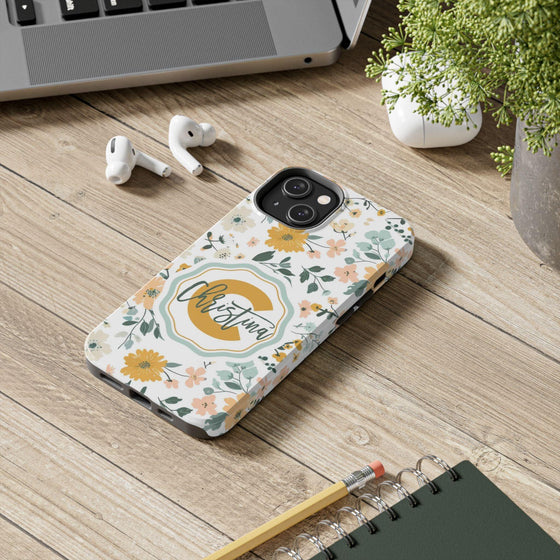 Personalized Floral Tough Phone Case - Custom Name Design - PC007