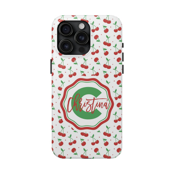 Personalized Cherry Tough Phone Case – Custom Name Design - PC021