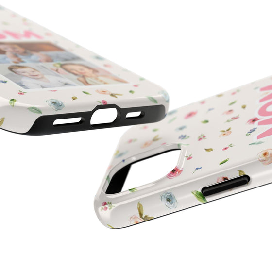 Floral Mom Photo Tough Phone Case - Durable Protection for Loving Mothers - PC027