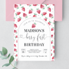 Editable Berry First Birthday Invitation Strawberry BF21