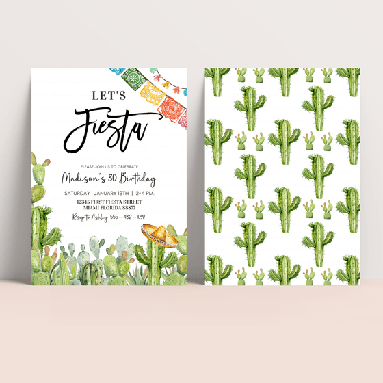 Editable Fiesta Birthday Invitation FT105