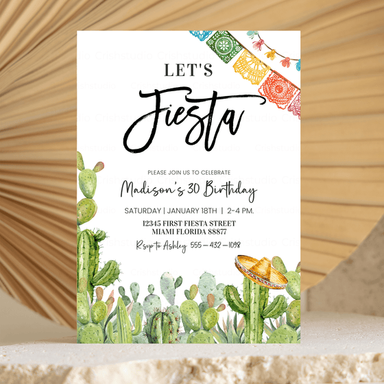 Editable Fiesta Birthday Invitation FT105
