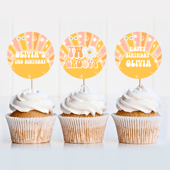 EditableGroovy Birthday Cupcake Toppers 114