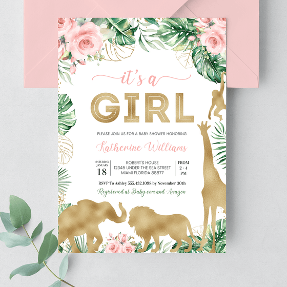 Editable Safari Baby Shower Invitation JG07