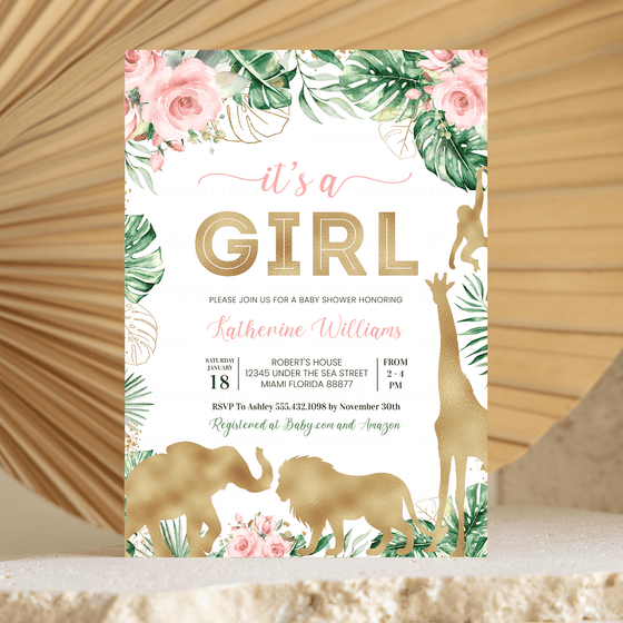 Editable Safari Baby Shower Invitation JG07