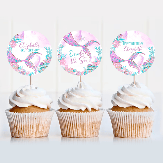 Editable Oneder The Sea Cupcake M101