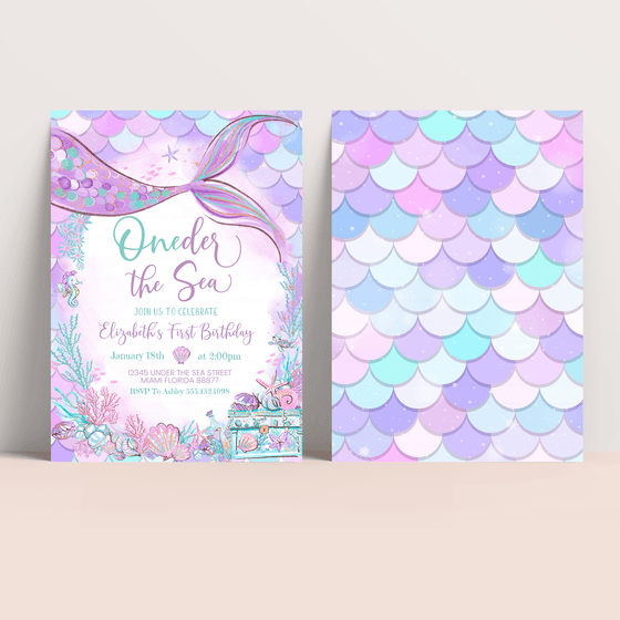 Editable Oneder the Sea Mermaid Invitation M301