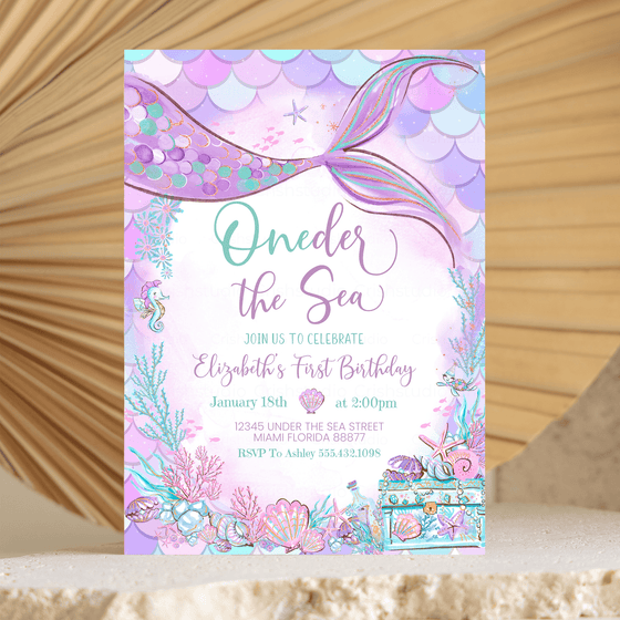 Editable Oneder the Sea Mermaid Invitation M301