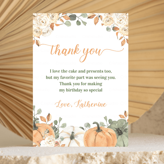 Editable Our Little Pumpkin Thank You Card PB001