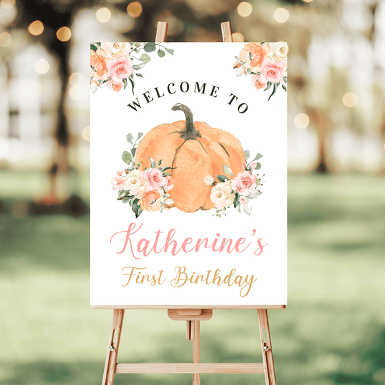 Editable Our Little Pumpkin Welcome Sign PB103