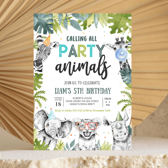 Editable Safari Birthday Invitation S105