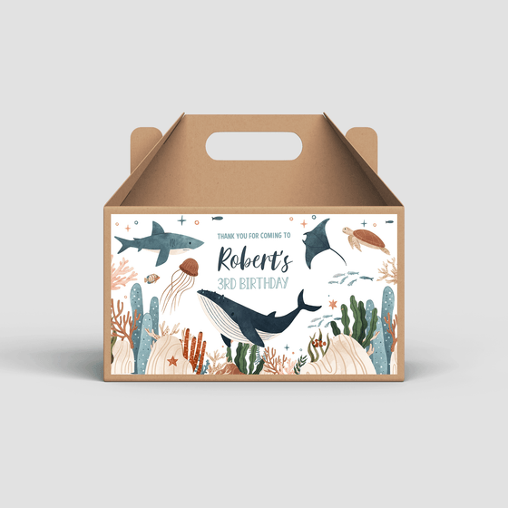 Editable Under The Sea Birthday  Box Label US01