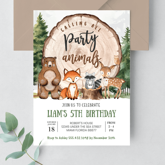 Editable Woodland Invitation W405