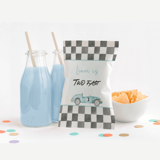 Editable Two Fast Birthday Chip Bag R101