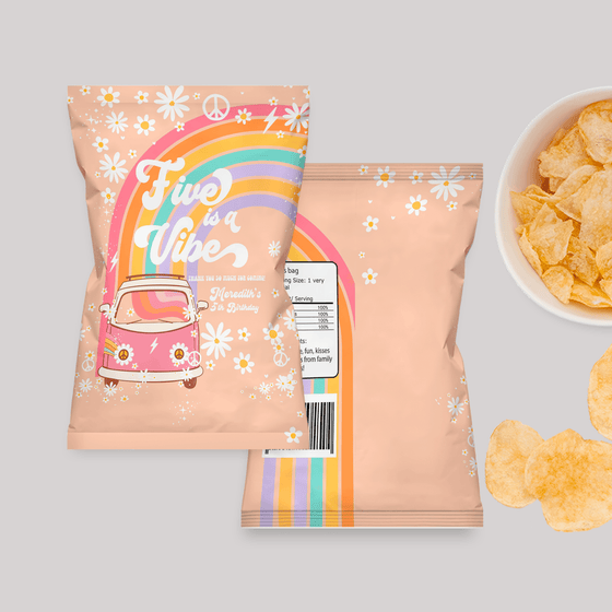 EDITABLE Five Is A Vibe Birthday Chip Bag G205