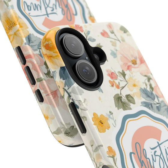 Personalized Floral Tough Phone Case - Customized with Name | Durable Protection - PC013
