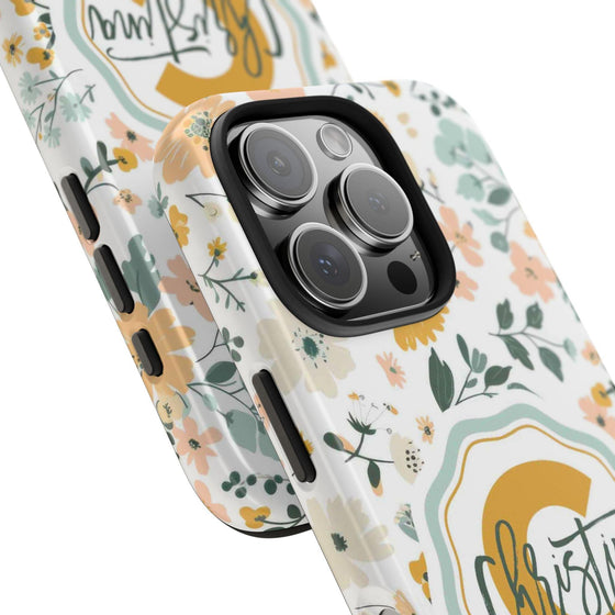 Personalized Floral Tough Phone Case - Custom Name Design - PC007