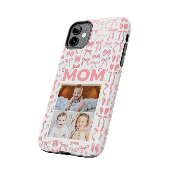 Personalized Mom Photo Collage Phone Case - Bow Design -PC015