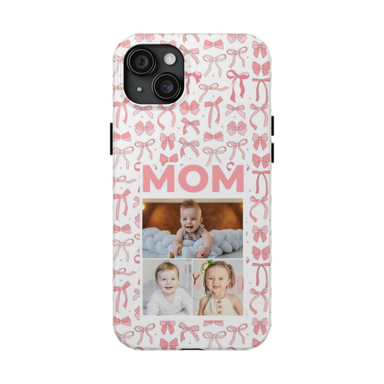 Personalized Mom Photo Collage Phone Case - Bow Design -PC015