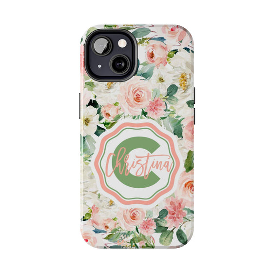 Personalized Floral Phone Case - Custom Tough Case with Name - PC025