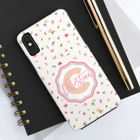 Personalized Floral Tough Phone Case - Custom Name Design - PC030