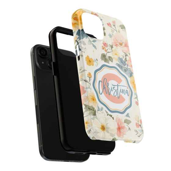 Personalized Floral Tough Phone Case - Customized with Name | Durable Protection - PC013