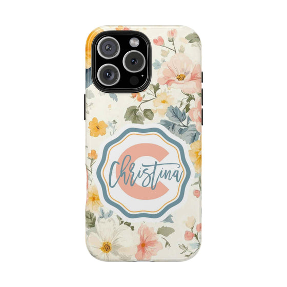 Personalized Floral Tough Phone Case - Customized with Name | Durable Protection - PC013