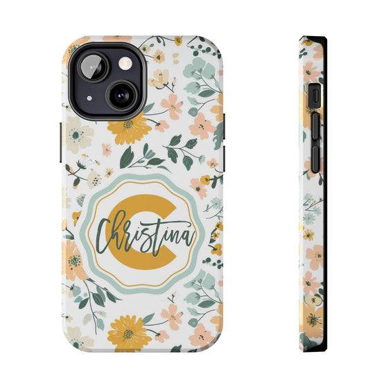 Personalized Floral Tough Phone Case - Custom Name Design - PC007