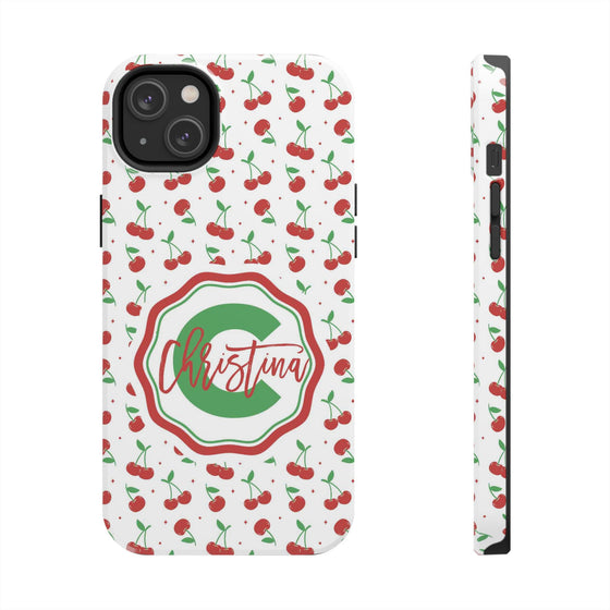Personalized Cherry Tough Phone Case – Custom Name Design - PC021