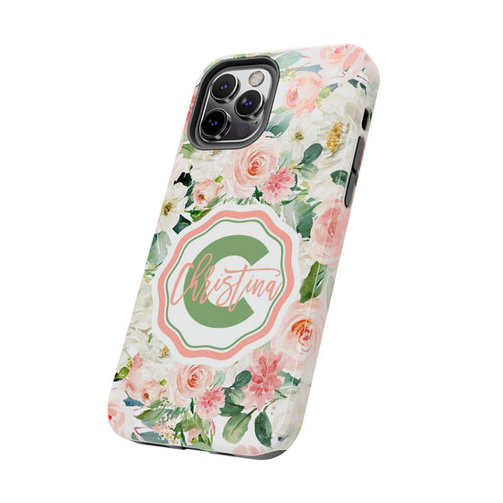 Personalized Floral Phone Case - Custom Tough Case with Name - PC025