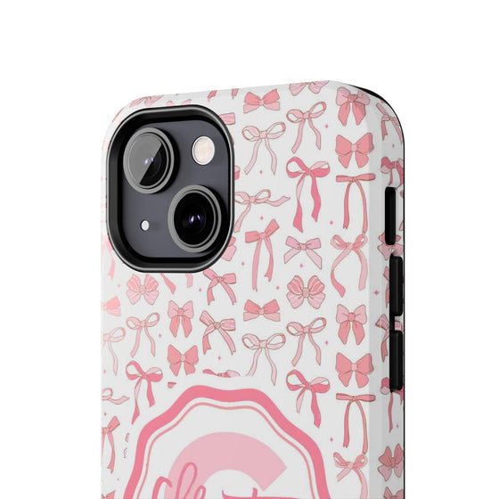 Personalized Tough Phone Case with Pink Bow Design - PC017