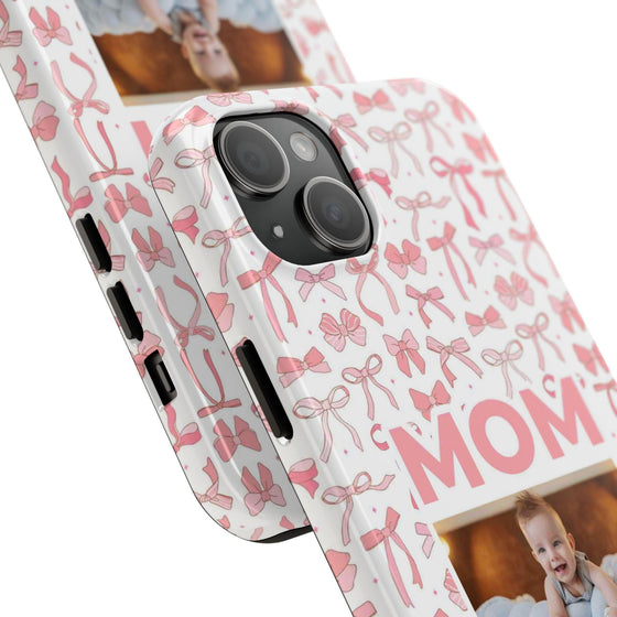 Personalized Mom Photo Collage Phone Case - Bow Design -PC015