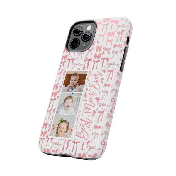 Custom Tough Phone Case - Best Mom Ever with Pink Bows - PC016