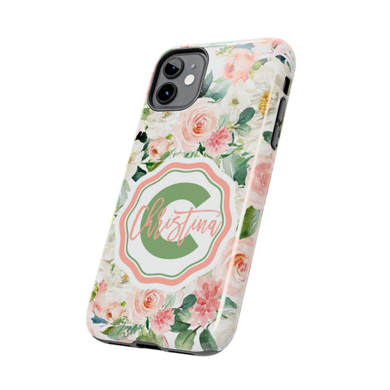 Personalized Floral Phone Case - Custom Tough Case with Name - PC025