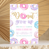 Editable Donut Grow Up Birthday Invitation D006