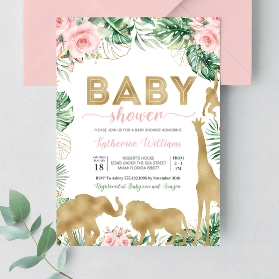 Editable Safari Baby Shower Invitation JG08